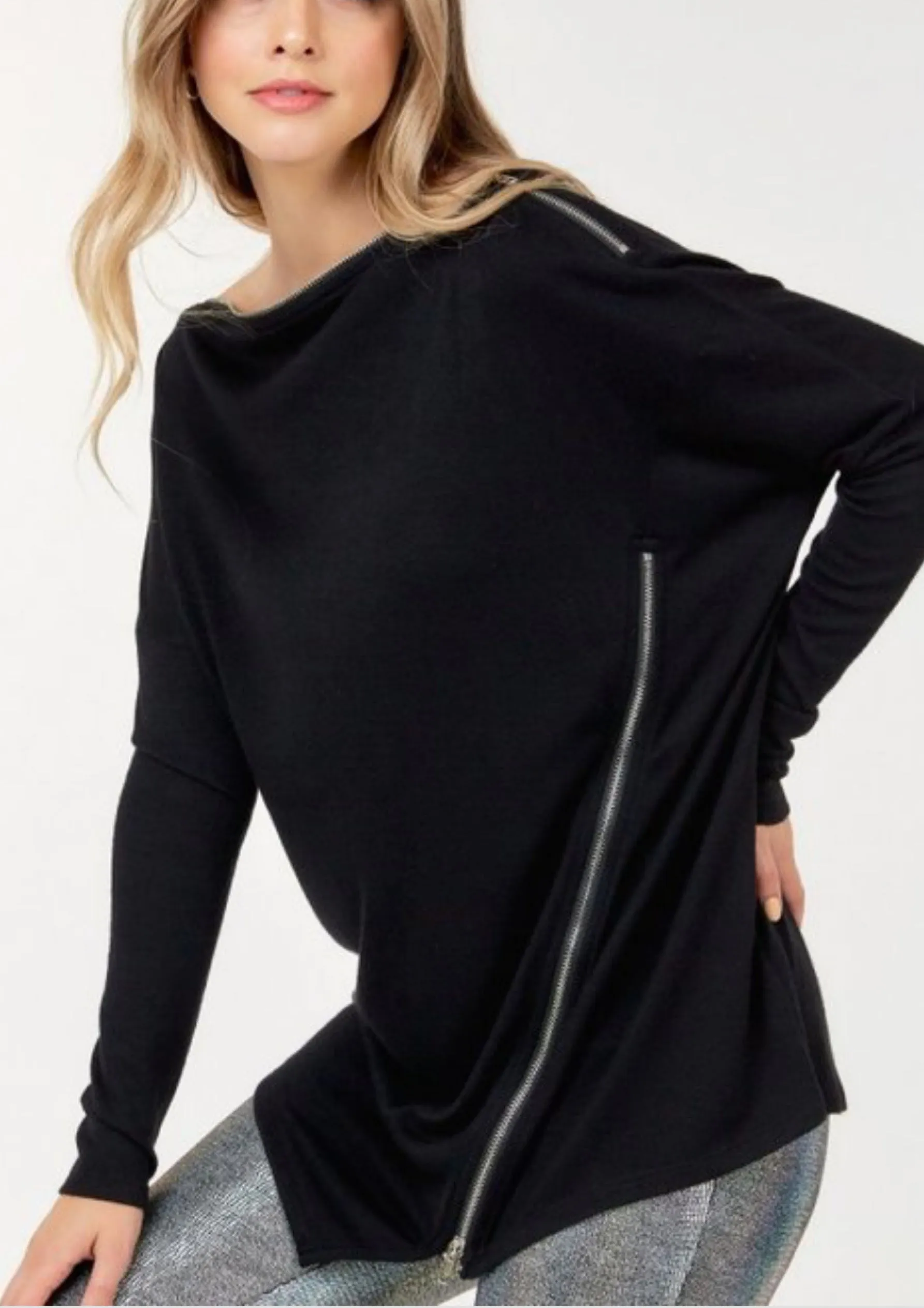 Take my zipper Off shoulder top (Mustard & Black)