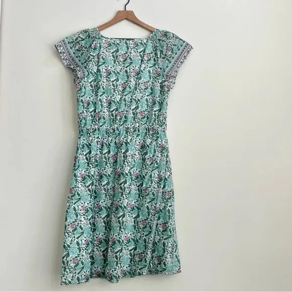 Talbots VOILE FIT &amp; FLARE DRESS  Pretty Primrose 12 Floral Elastic Waist midi