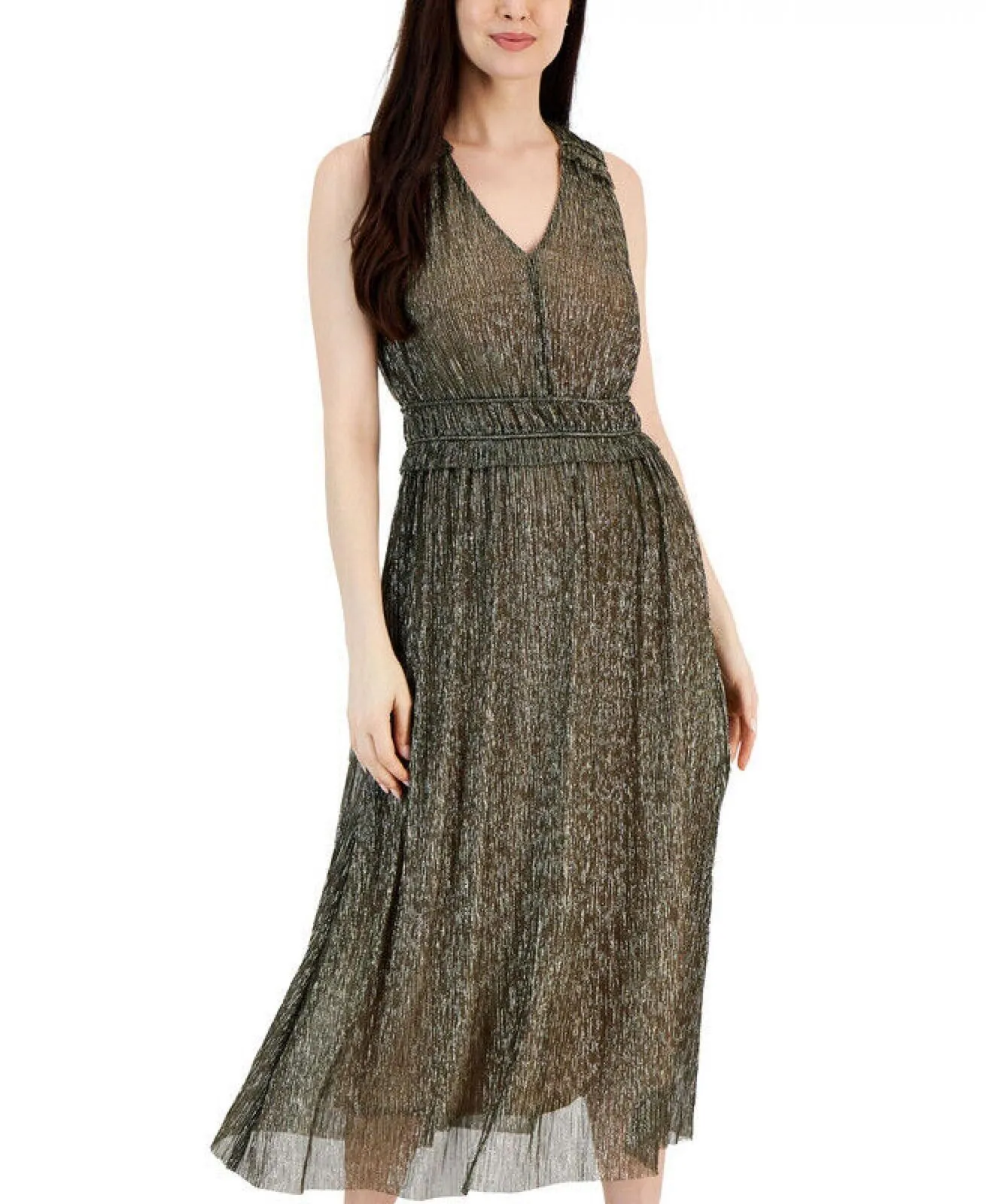 Taylor Women's Metallic V-Neck Fit & Flare Dress 2149M