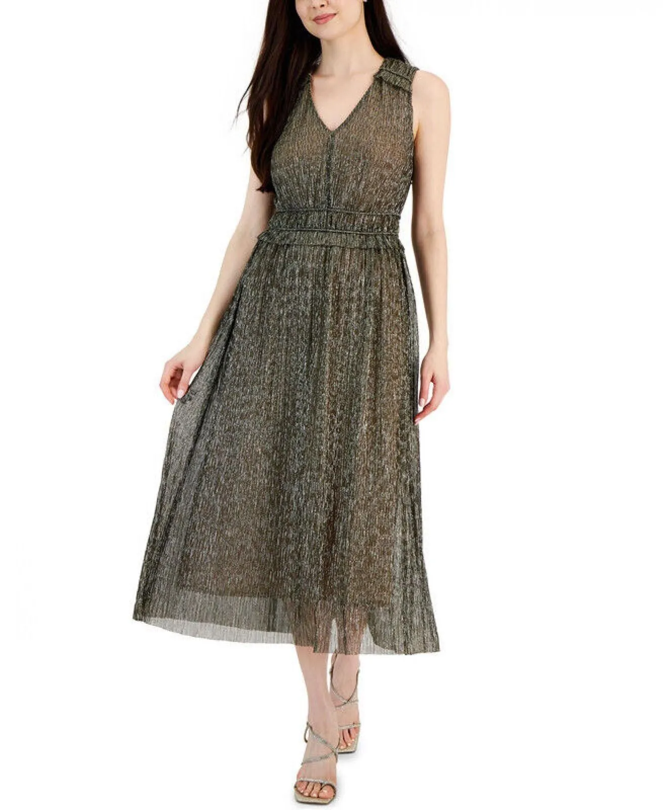 Taylor Women's Metallic V-Neck Fit & Flare Dress 2149M
