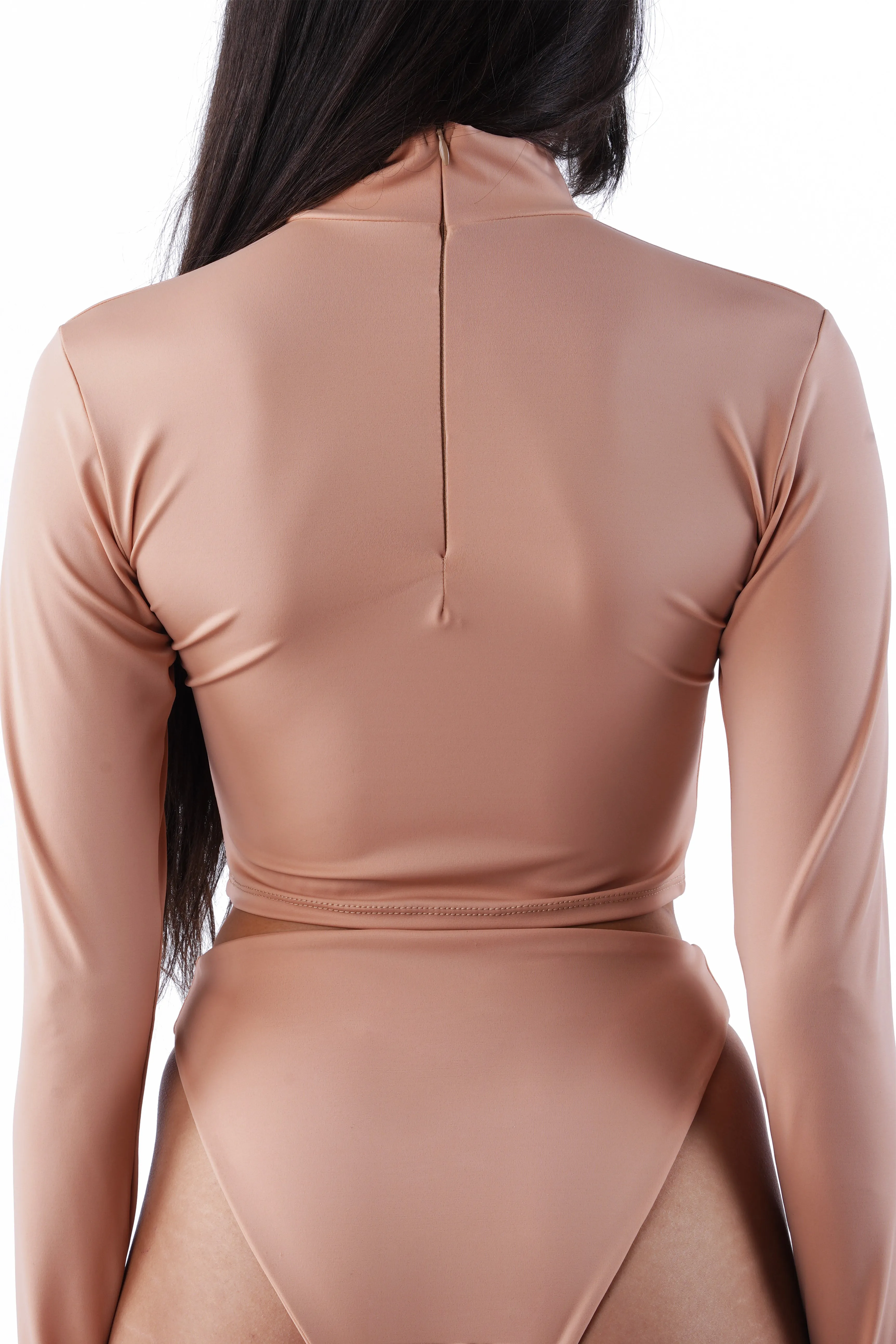 The Long Sleeve Mock Crop - Nude 01