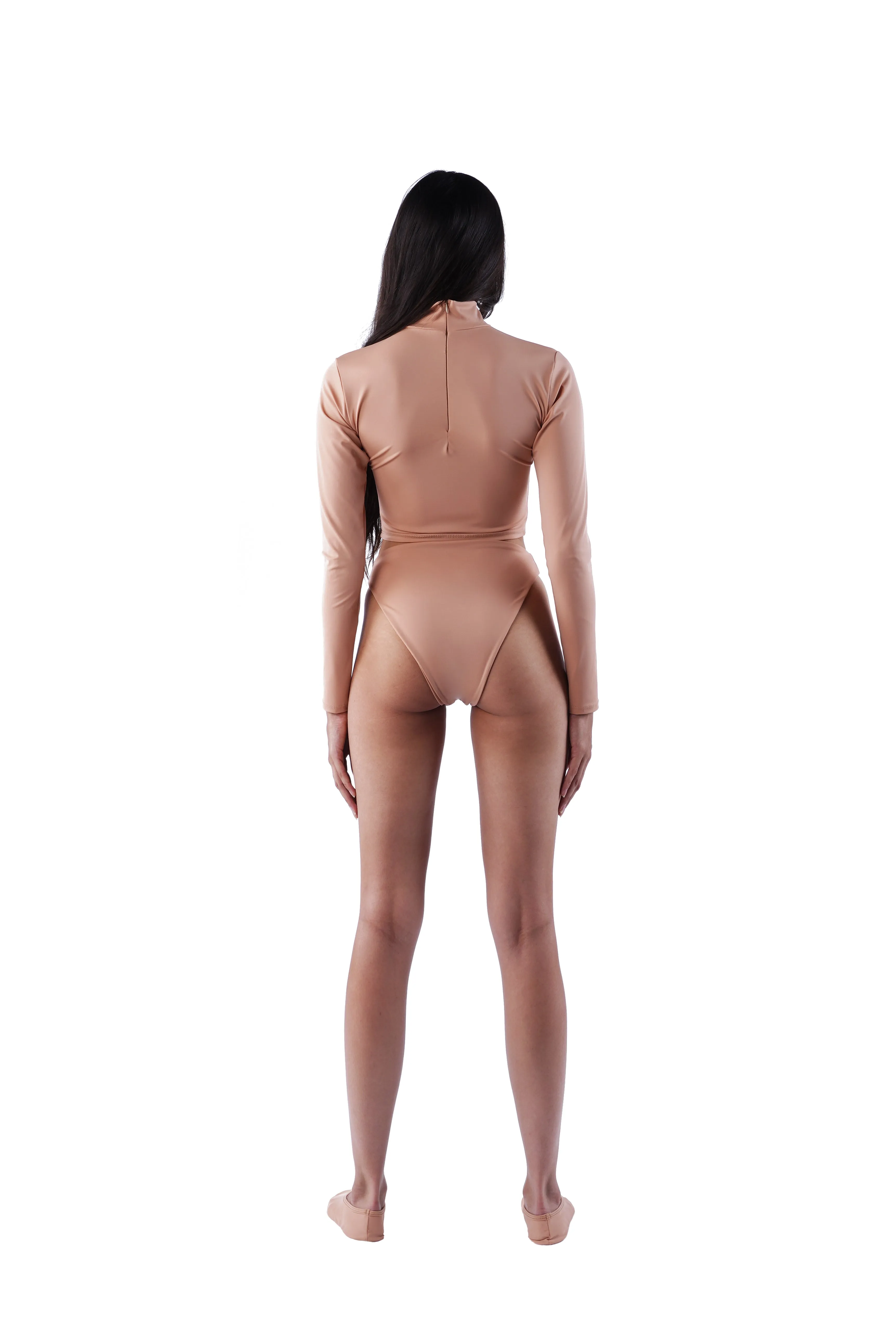 The Long Sleeve Mock Crop - Nude 01