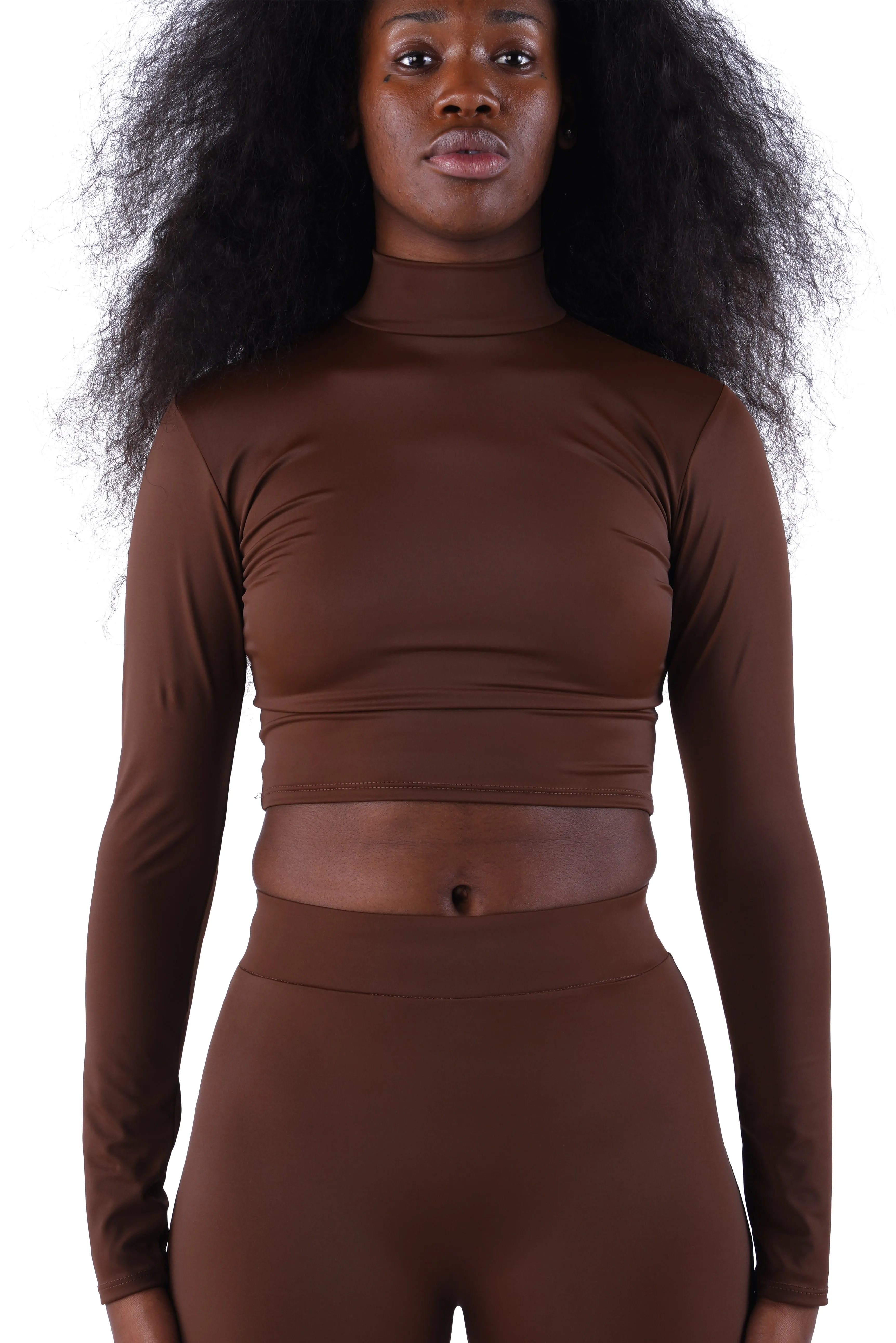 The Long Sleeve Mock Crop - Nude 03