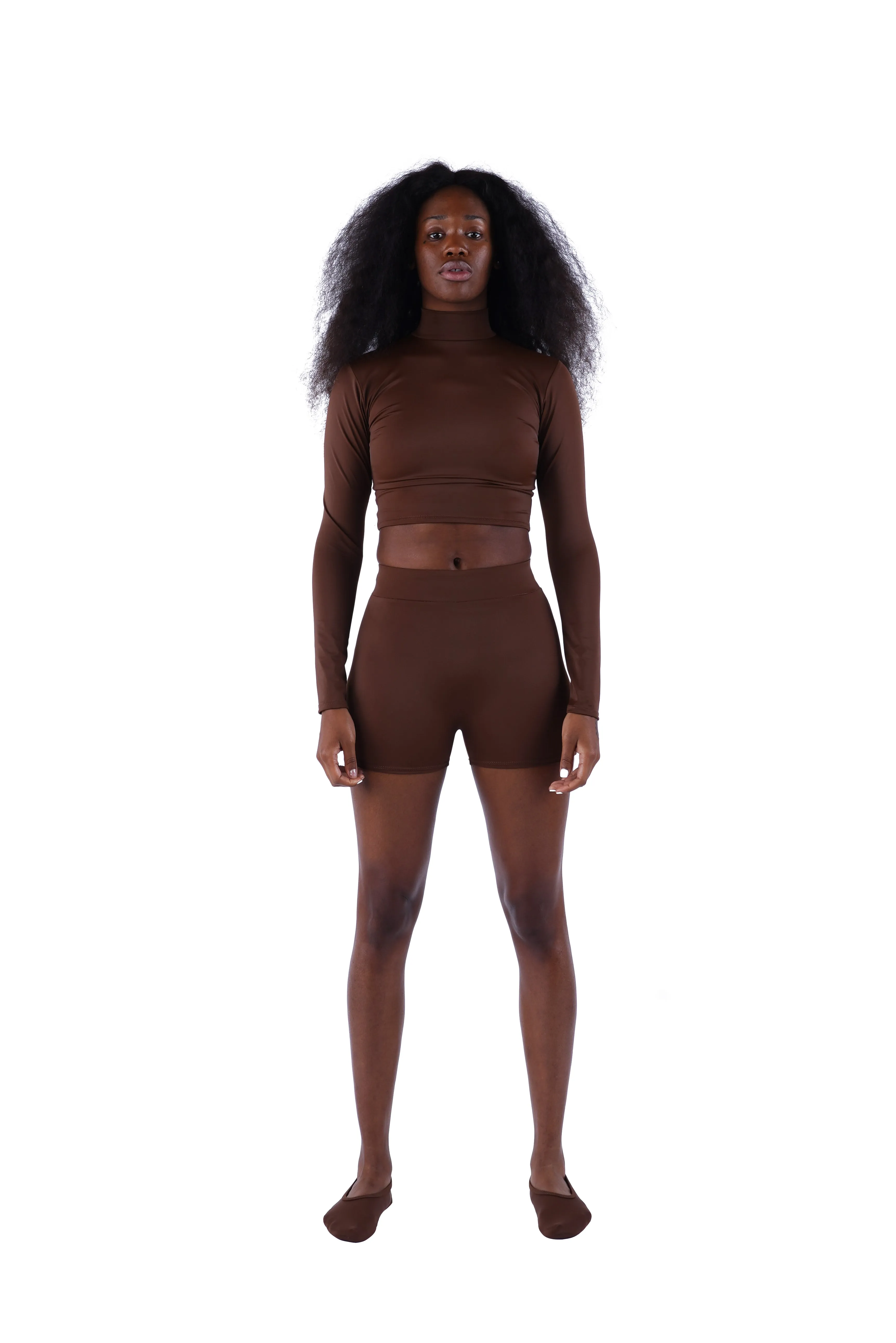 The Long Sleeve Mock Crop - Nude 03