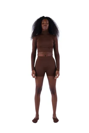The Long Sleeve Mock Crop - Nude 03