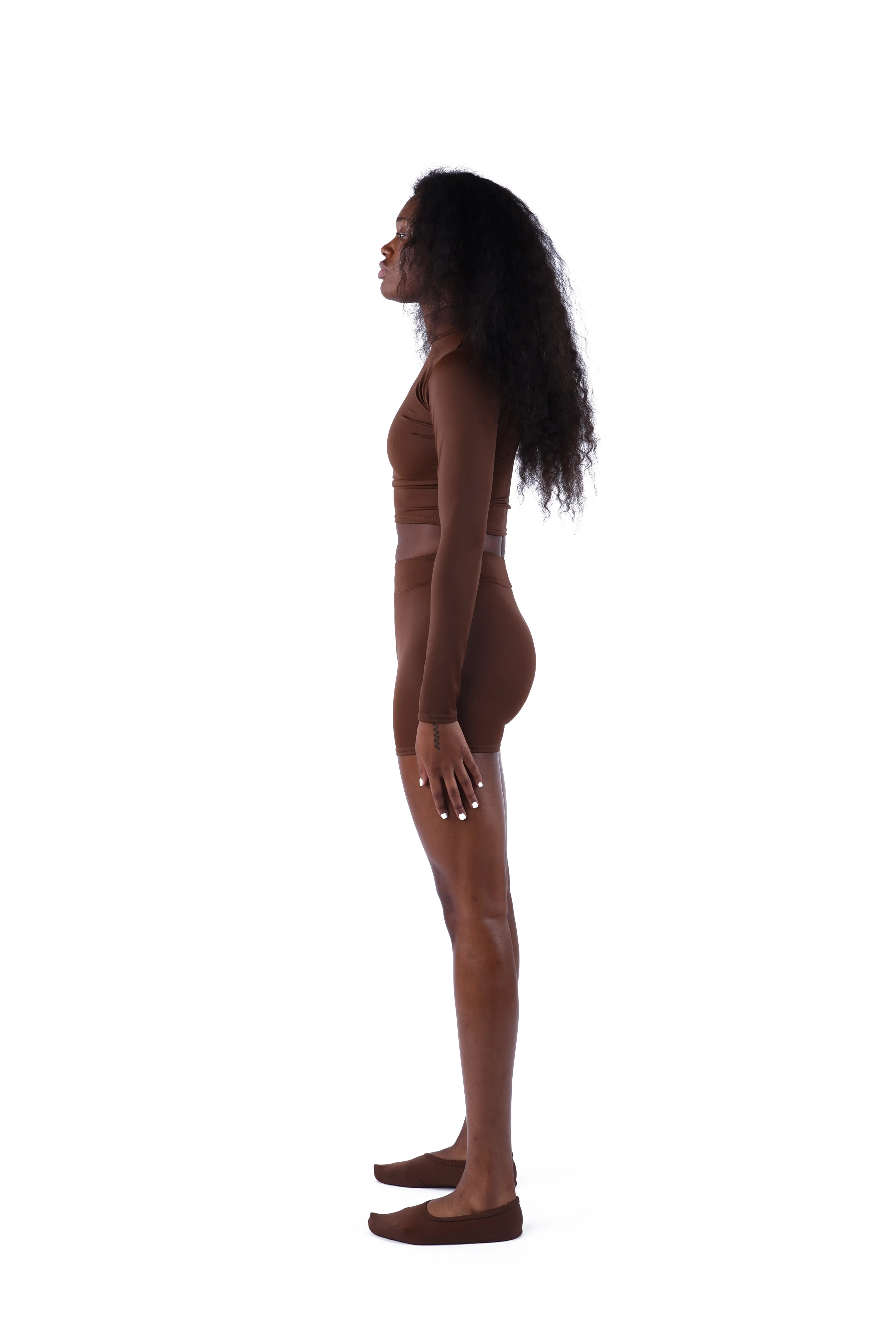 The Long Sleeve Mock Crop - Nude 03