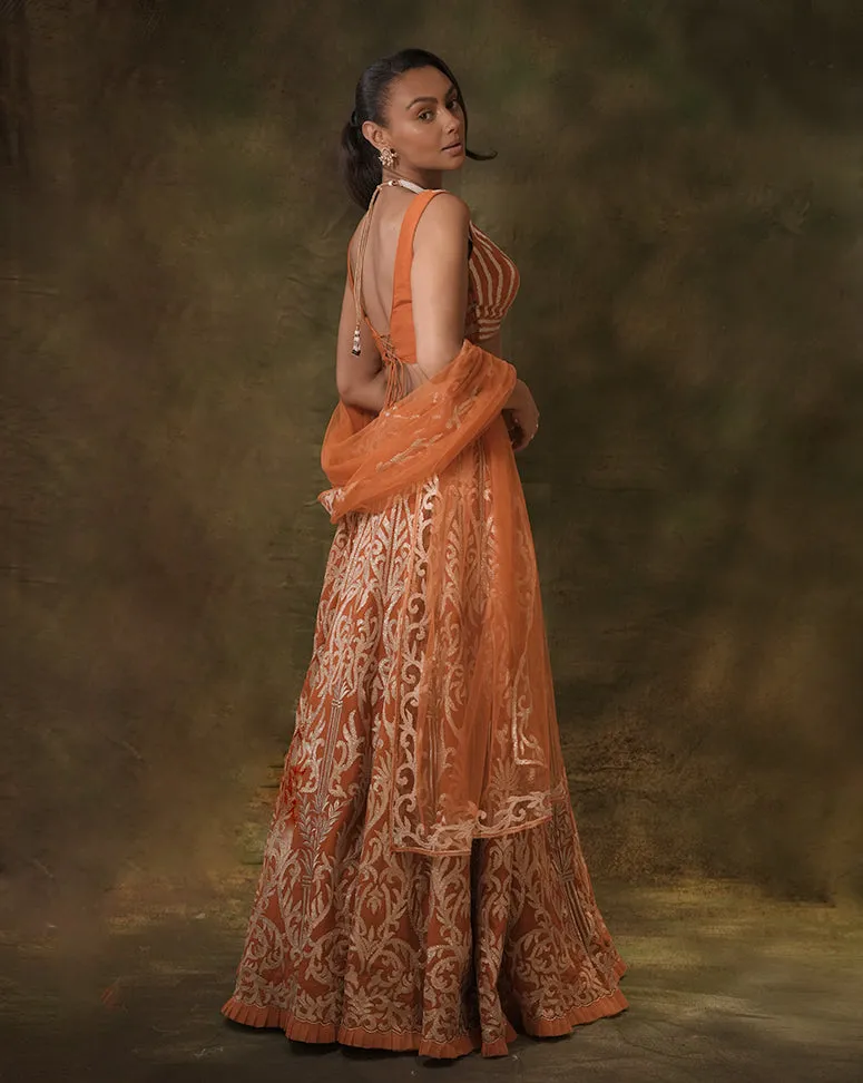 The Rust Gota Lehenga