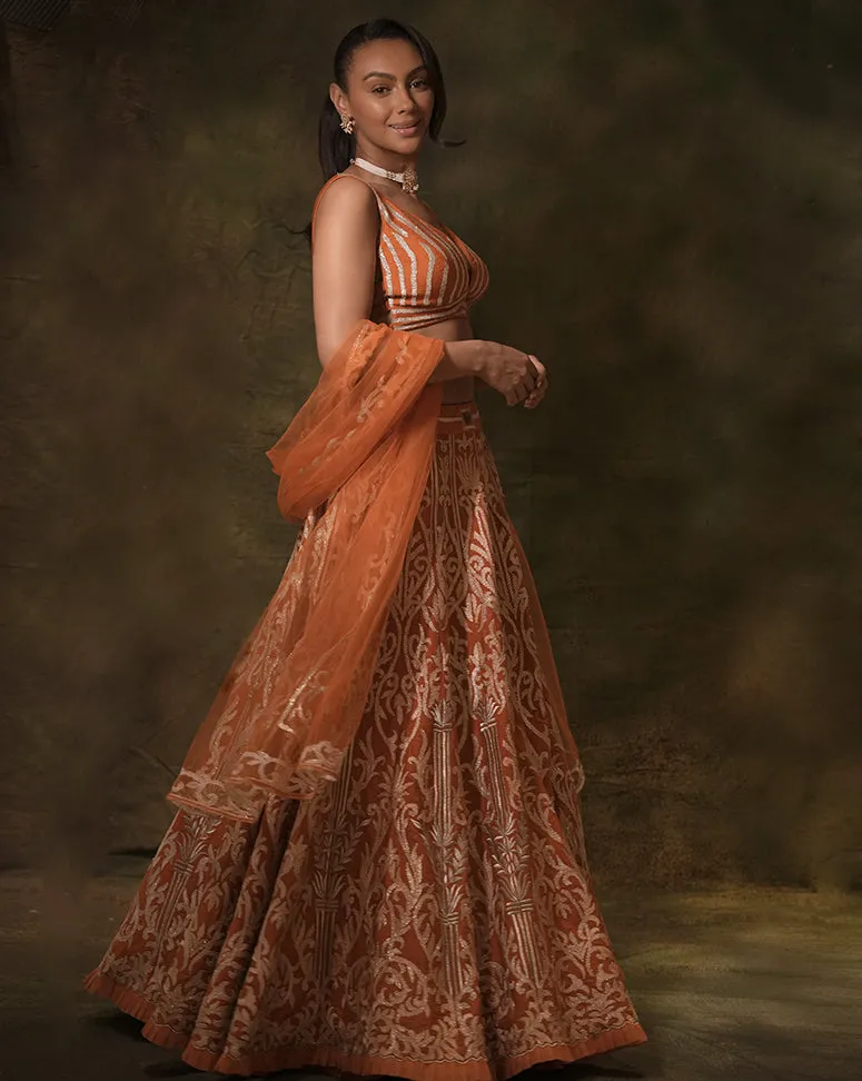 The Rust Gota Lehenga