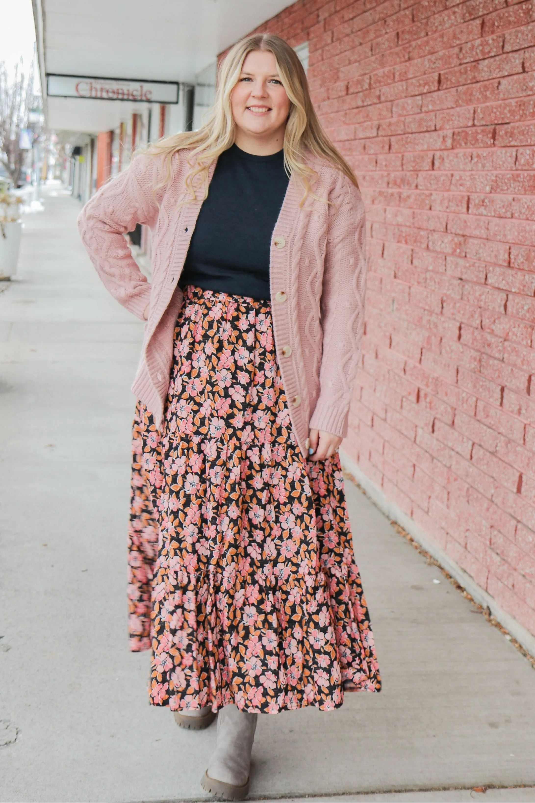 Tiered Maxi Skirt in Persimmon