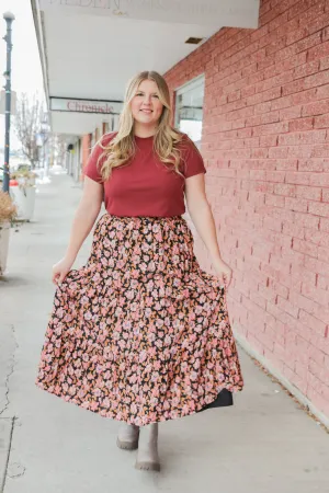 Tiered Maxi Skirt in Persimmon