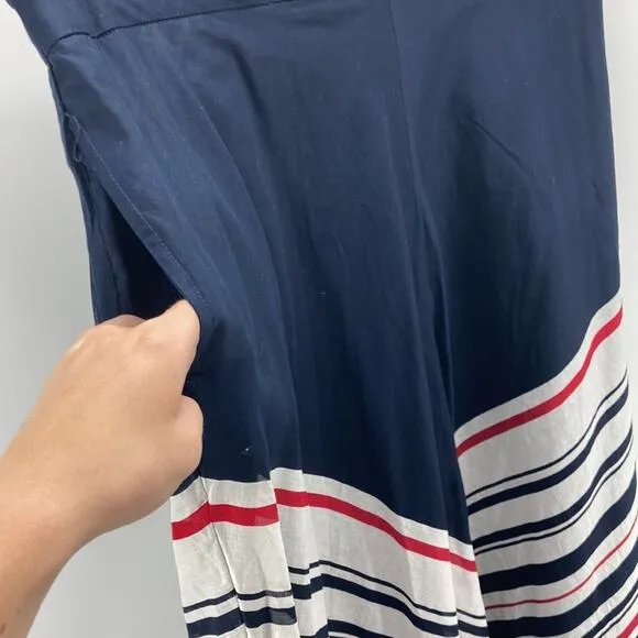 Tommy Hilfiger A-line sweep maxi skirt preppy nautical patriotic size 16
