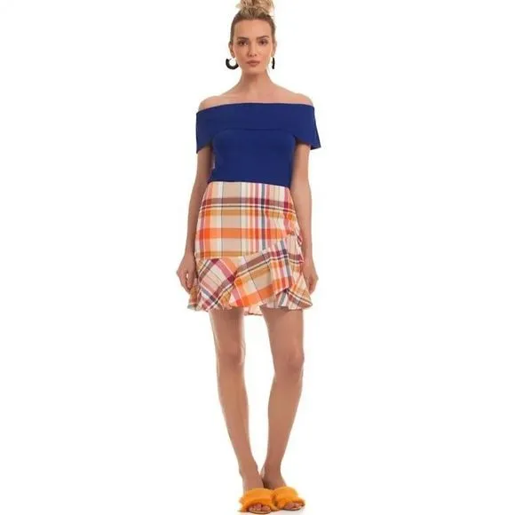 TRINA TURK | NWT $198 Plaid Ruffle Skirt Mini Wrap - Women’s 10