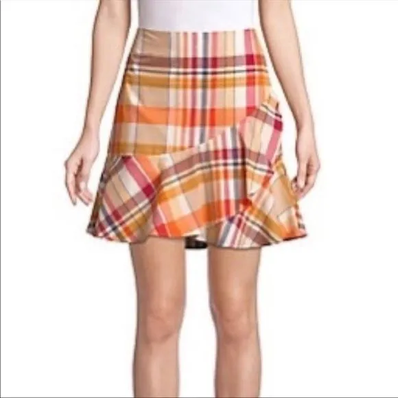 TRINA TURK | NWT $198 Plaid Ruffle Skirt Mini Wrap - Women’s 10