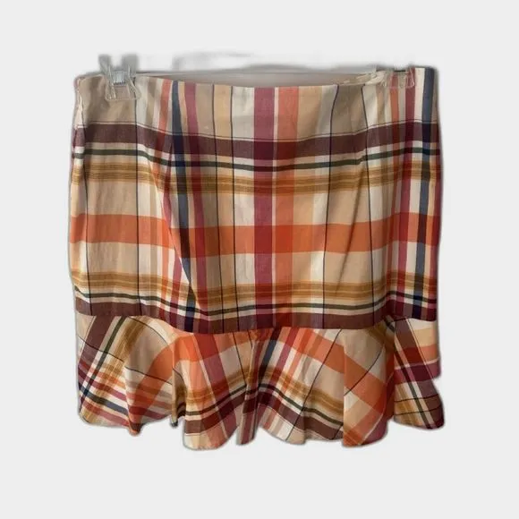 TRINA TURK | NWT $198 Plaid Ruffle Skirt Mini Wrap - Women’s 10