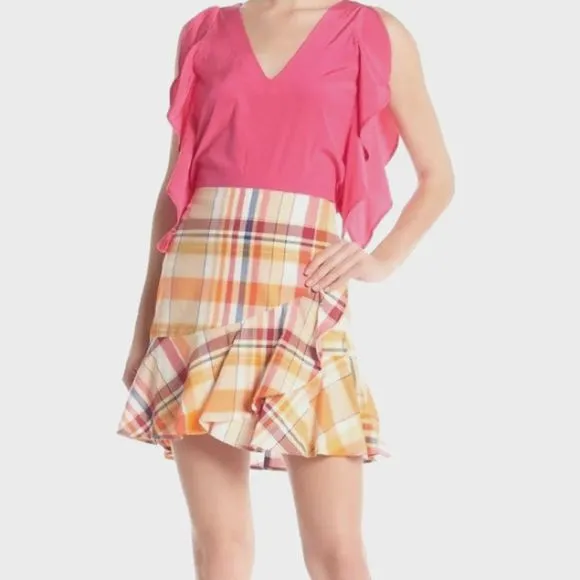 TRINA TURK | NWT $198 Plaid Ruffle Skirt Mini Wrap - Women’s 10