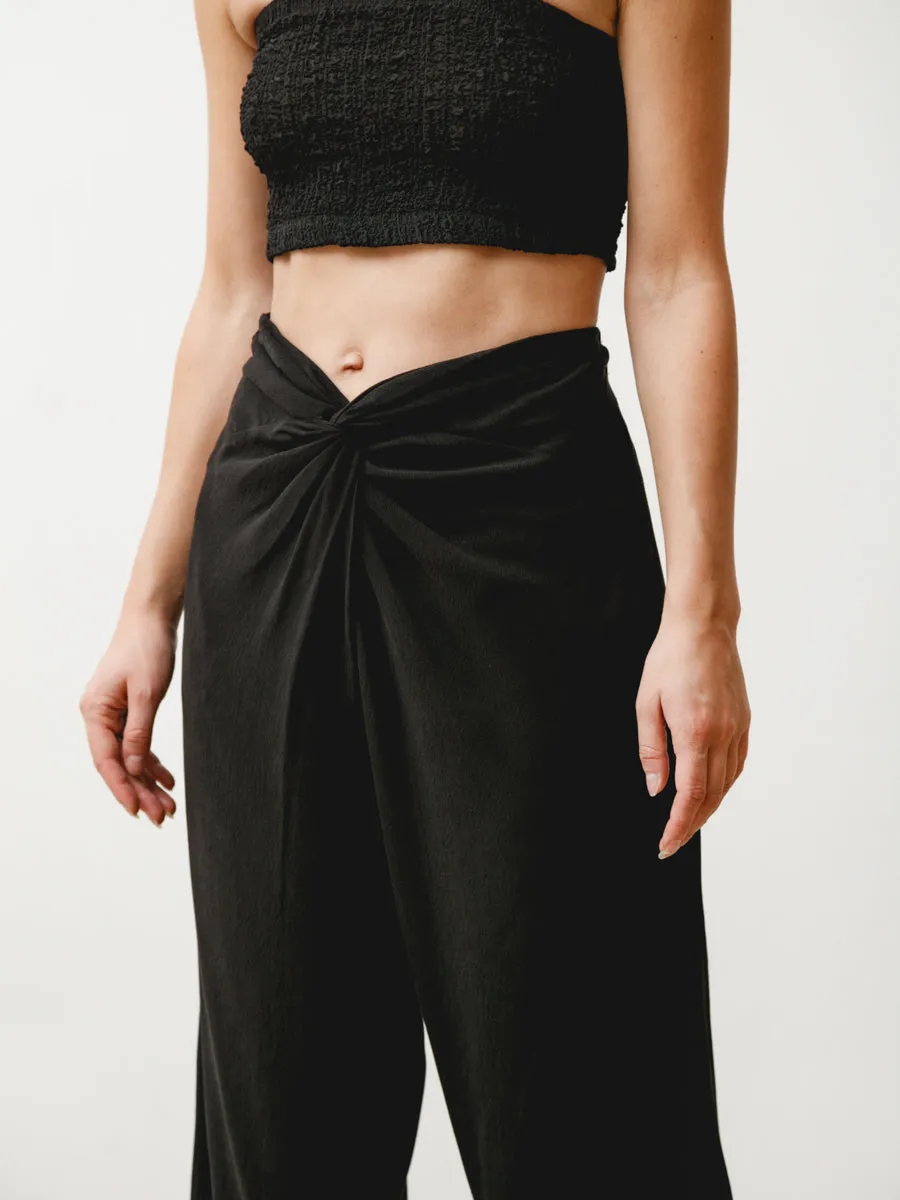 twist pant - textured tencel black