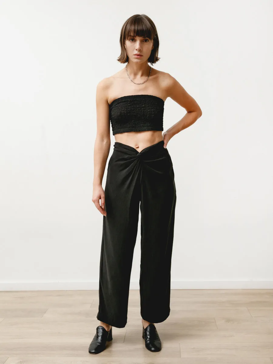 twist pant - textured tencel black