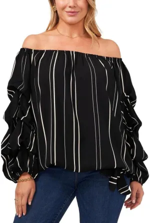 Vince Camuto Womens Plus Gathered Sleeve Tie Front Pullover Top 9222161