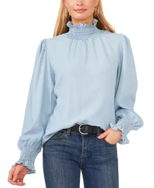 Vince Camuto Womens Smocked-Neck Blouse Top 91311046