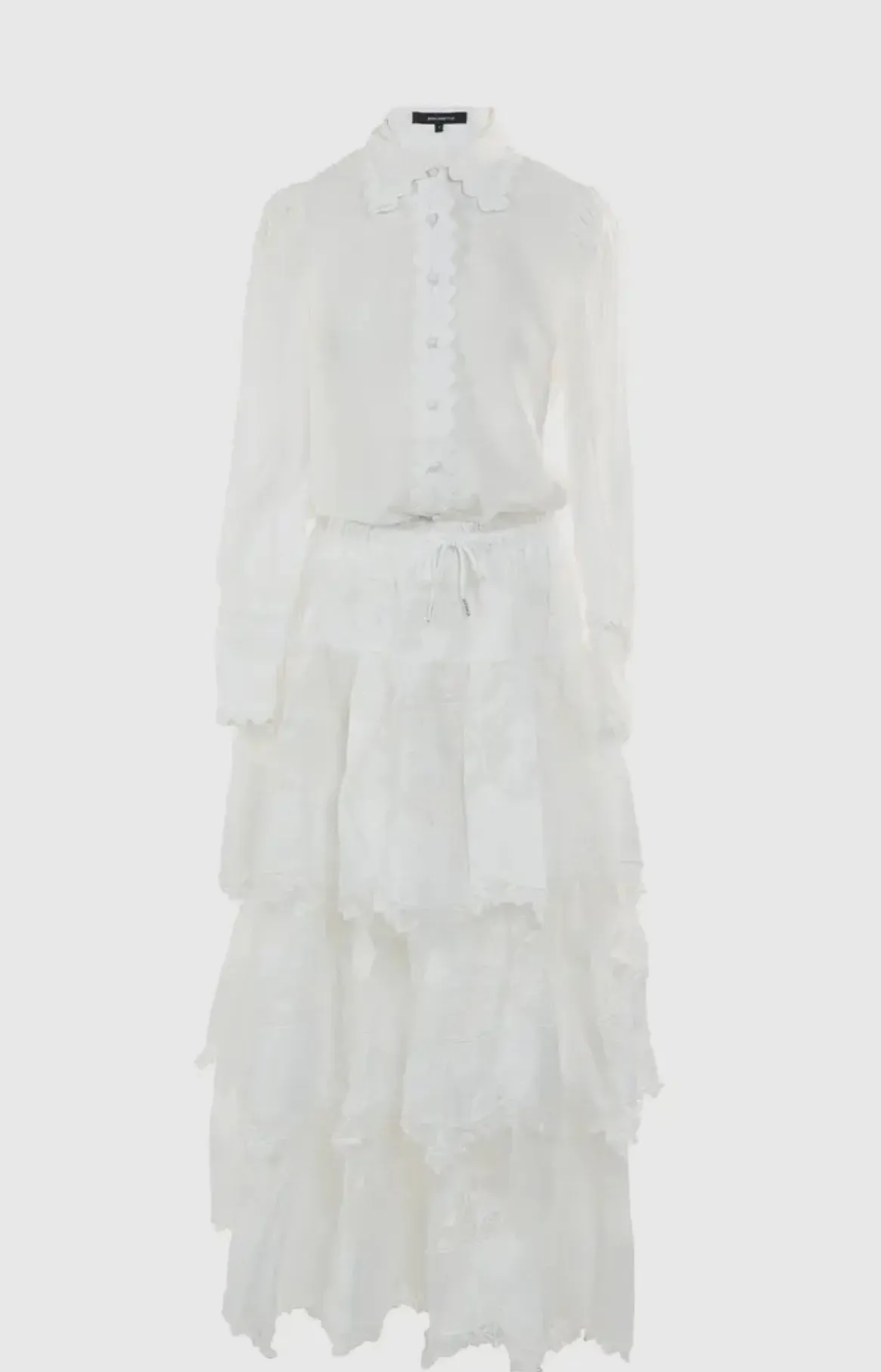 White Lace Tiered Skirt
