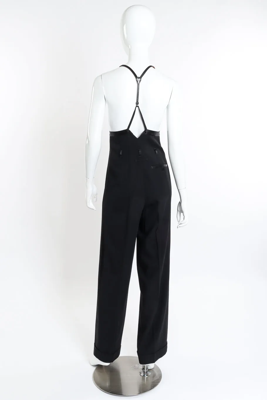 Wide Leg Wool Suspender Pant