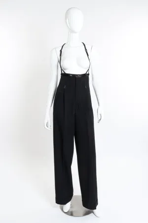 Wide Leg Wool Suspender Pant