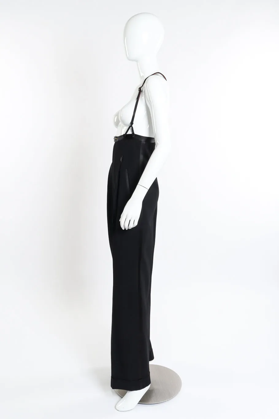 Wide Leg Wool Suspender Pant