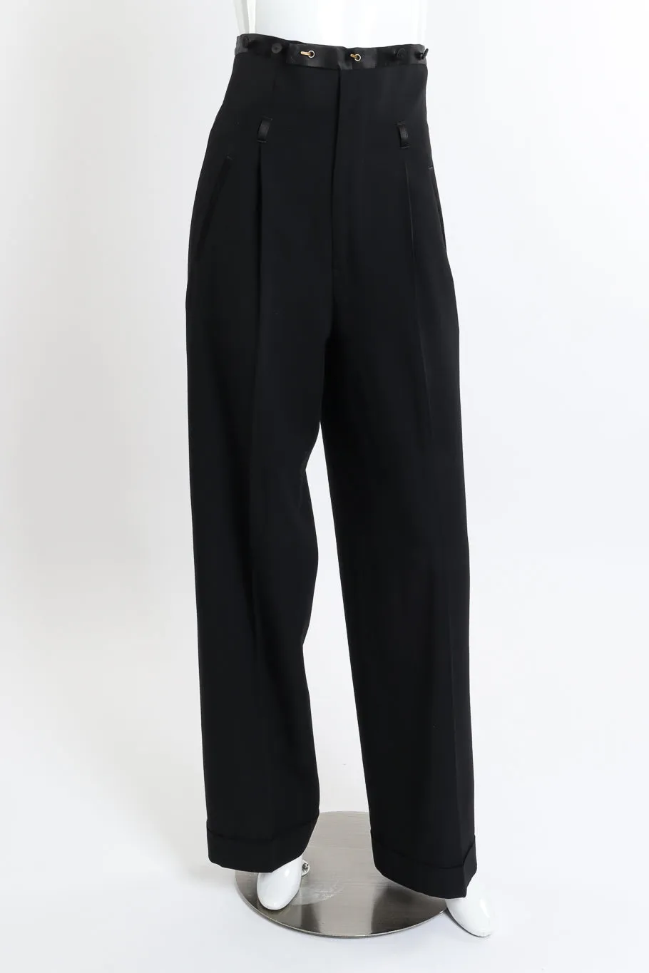 Wide Leg Wool Suspender Pant