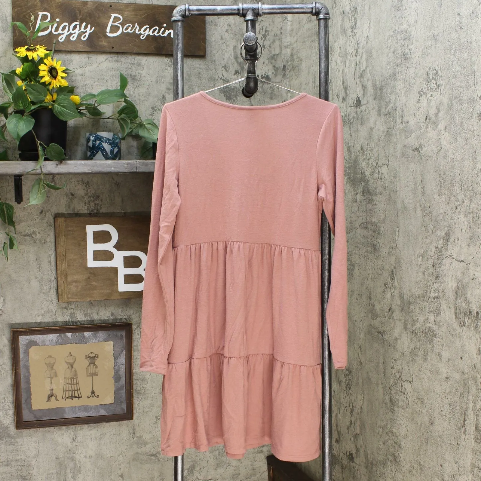 Wild Fable Long Sleeve Round Neck Tiered Babydoll Mini Dress