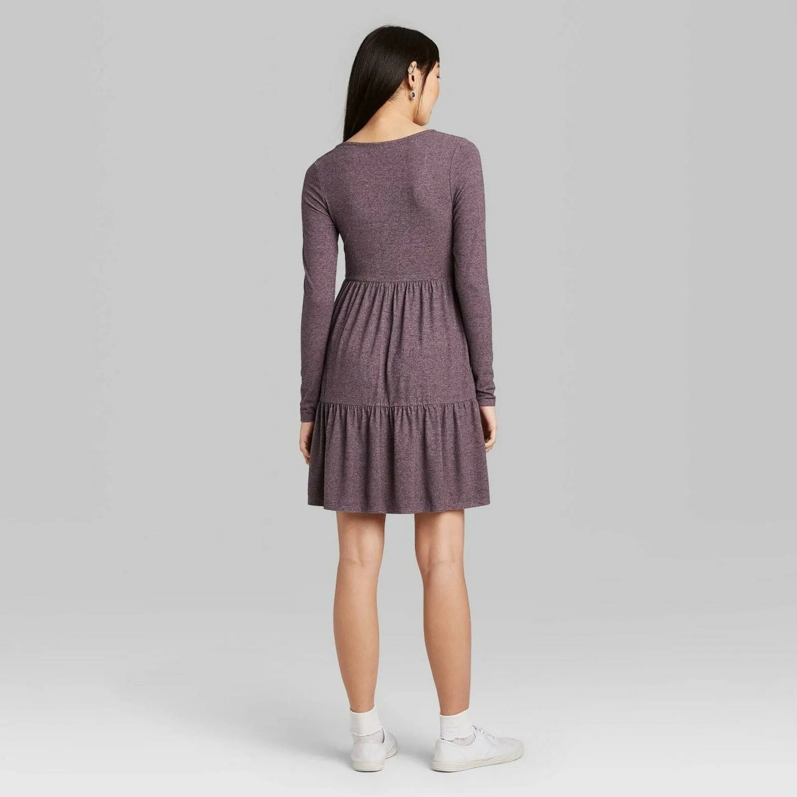 Wild Fable Long Sleeve Round Neck Tiered Babydoll Mini Dress