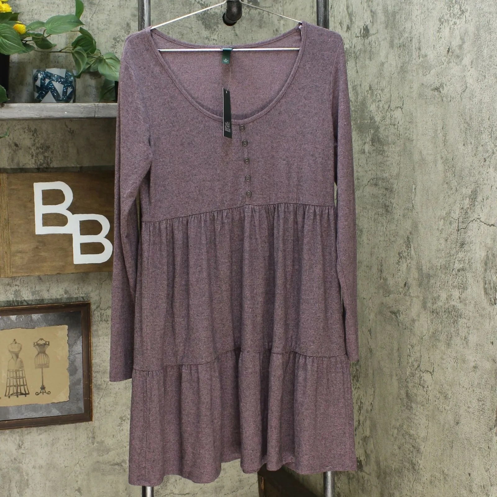 Wild Fable Long Sleeve Round Neck Tiered Babydoll Mini Dress