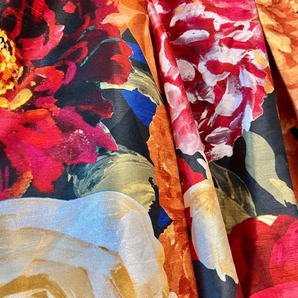 Winter Conservatory Vivid Floral Skirt | Full, Box Pleat, Pockets | 3X 24W