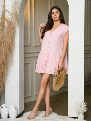 WOMEN'S BUTTON DOWN BABYDOLL MINI DRESS