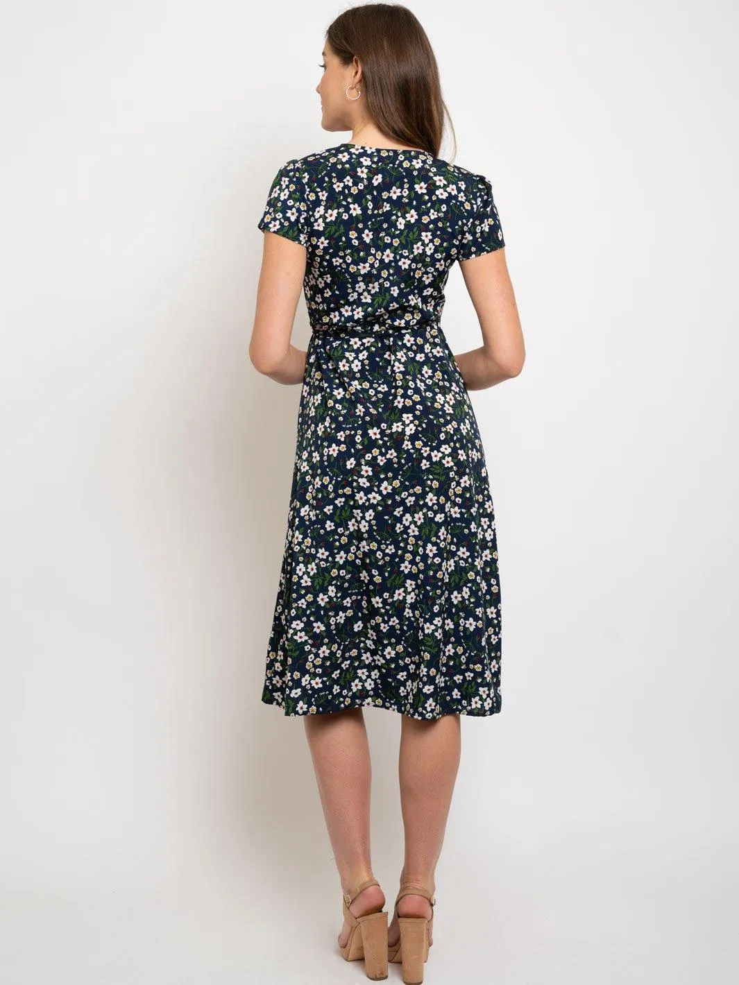 WOMEN'S FLORAL BUTTON UP MIDI DRESS