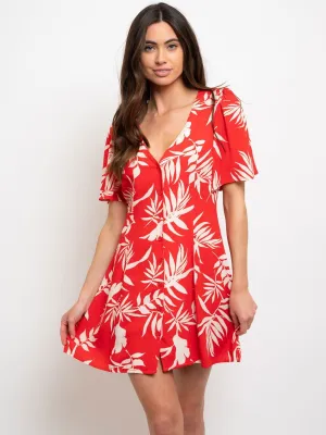 WOMEN'S HAWAIIAN PRINTED BUTTON DOWN DRESS