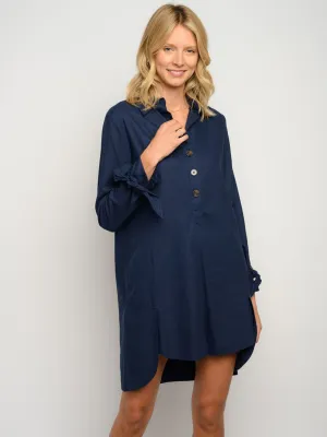 WOMEN'S LONG SLEEVE BUTTON UP MINI DRESS
