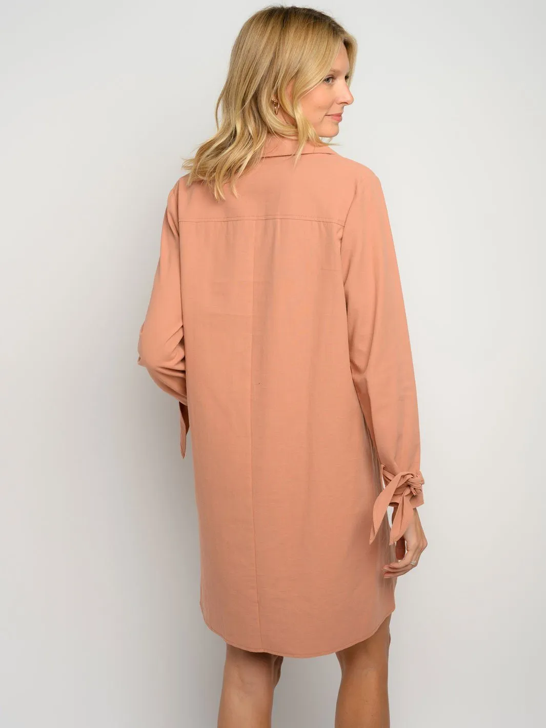 WOMEN'S LONG SLEEVE BUTTON UP MINI DRESS