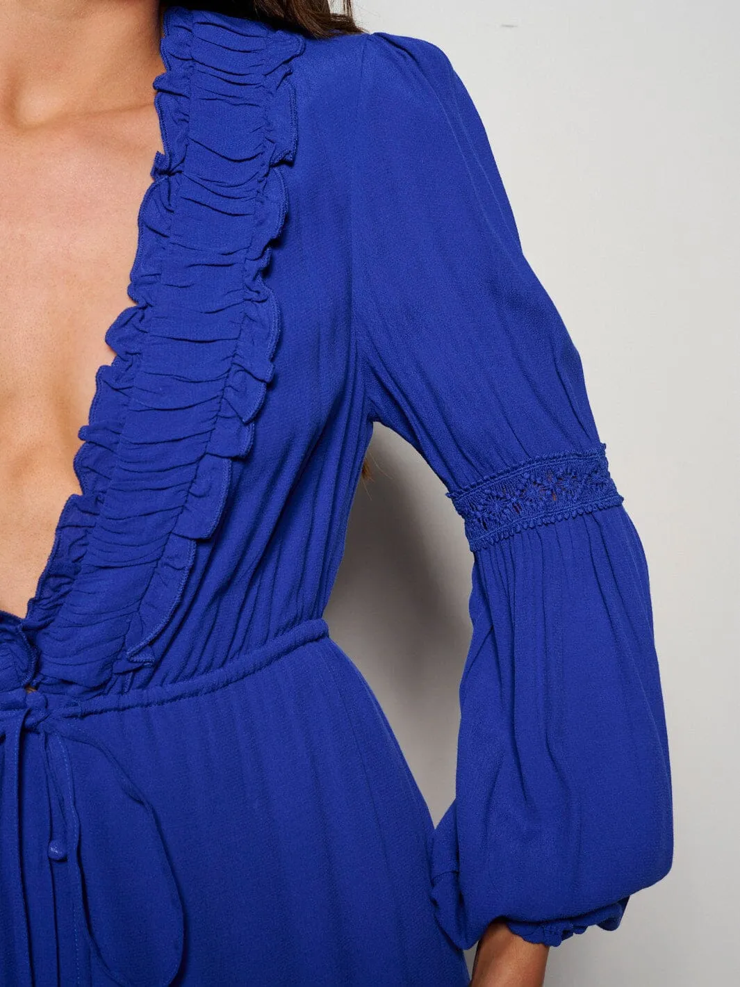 WOMEN'S LONG SLEEVE BUTTON UP TIERED MAXI DRESS