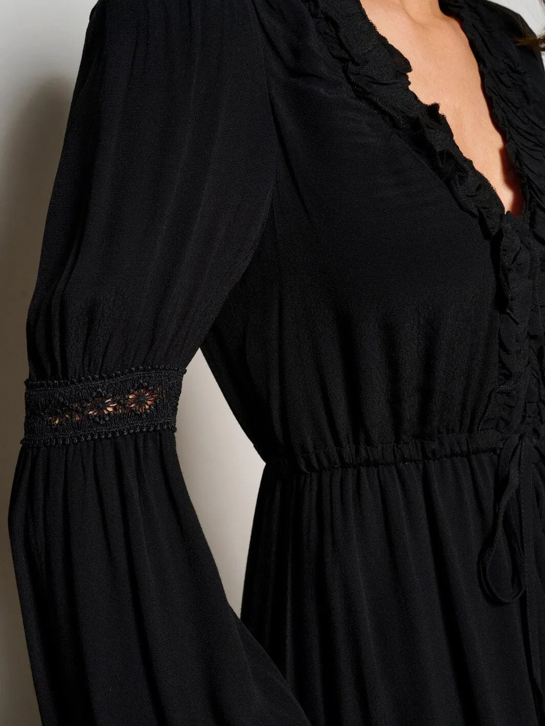 WOMEN'S LONG SLEEVE BUTTON UP TIERED MAXI DRESS