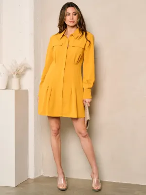 WOMEN'S LONG SLEEVES BUTOON UP MINI DRESS
