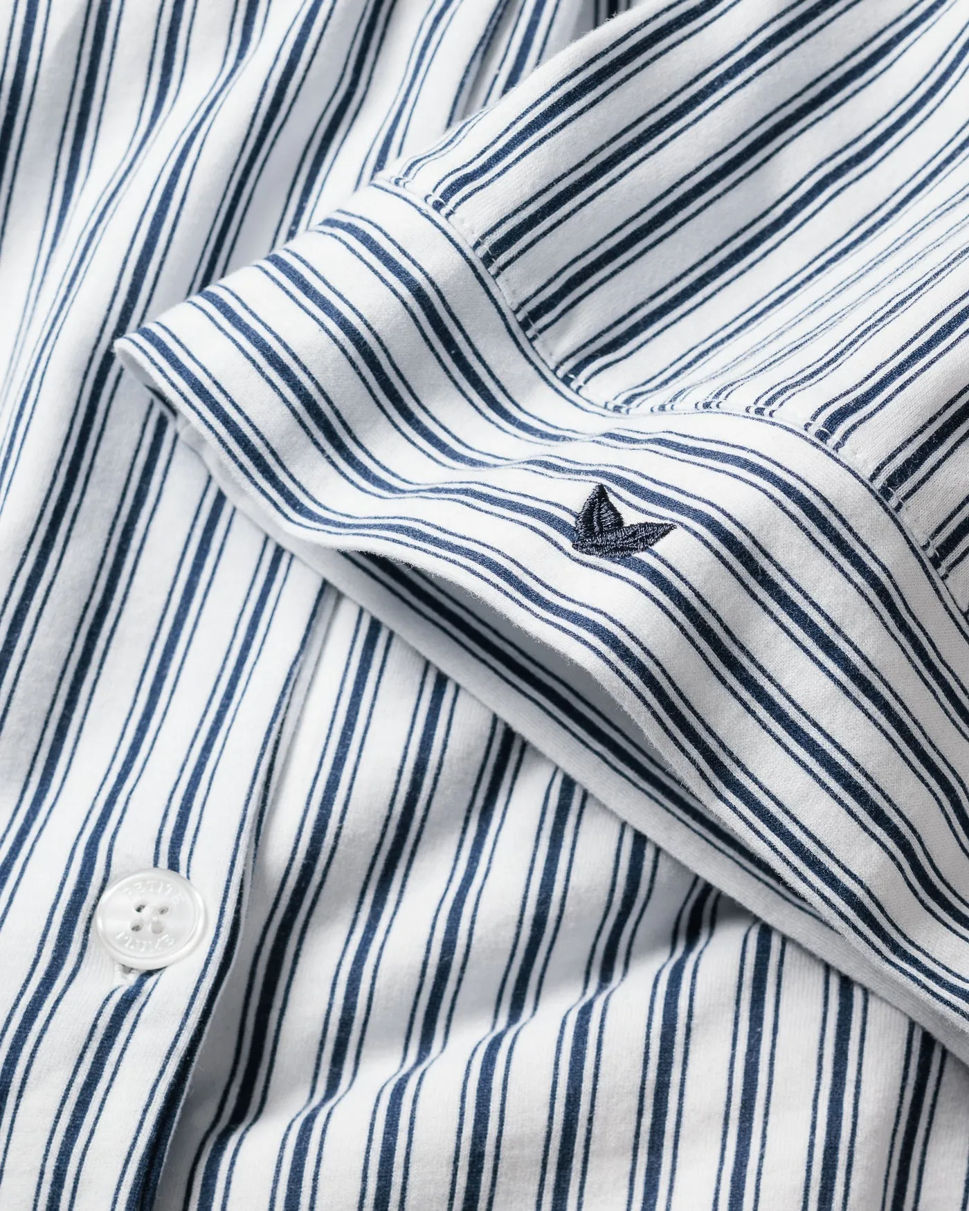 Women's Navy Ticking Olivia Wide Leg Pima Pajama Set