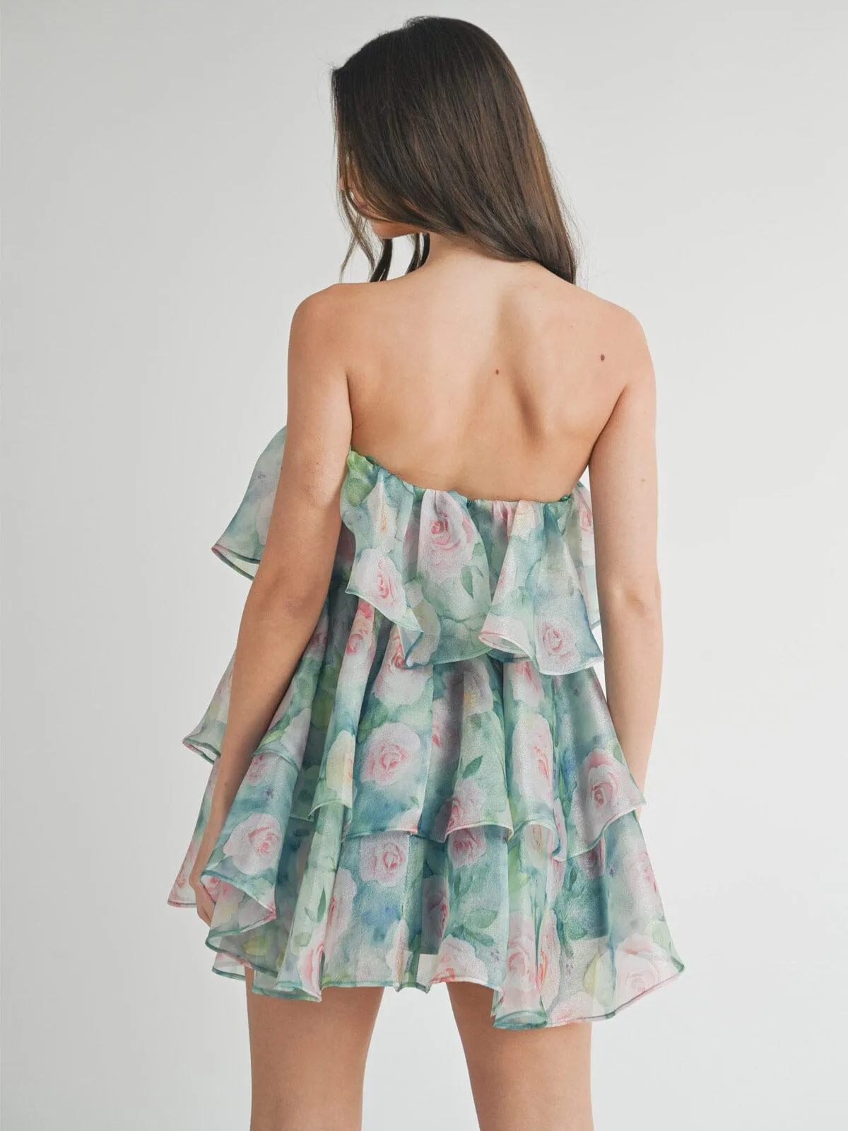 WOMEN'S SLEEVELESS FIT & FLARE TIERES FLORAL MINI DRESS