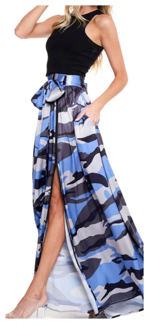 Zip it UP Camo Style Skirt Blue Camo Medium