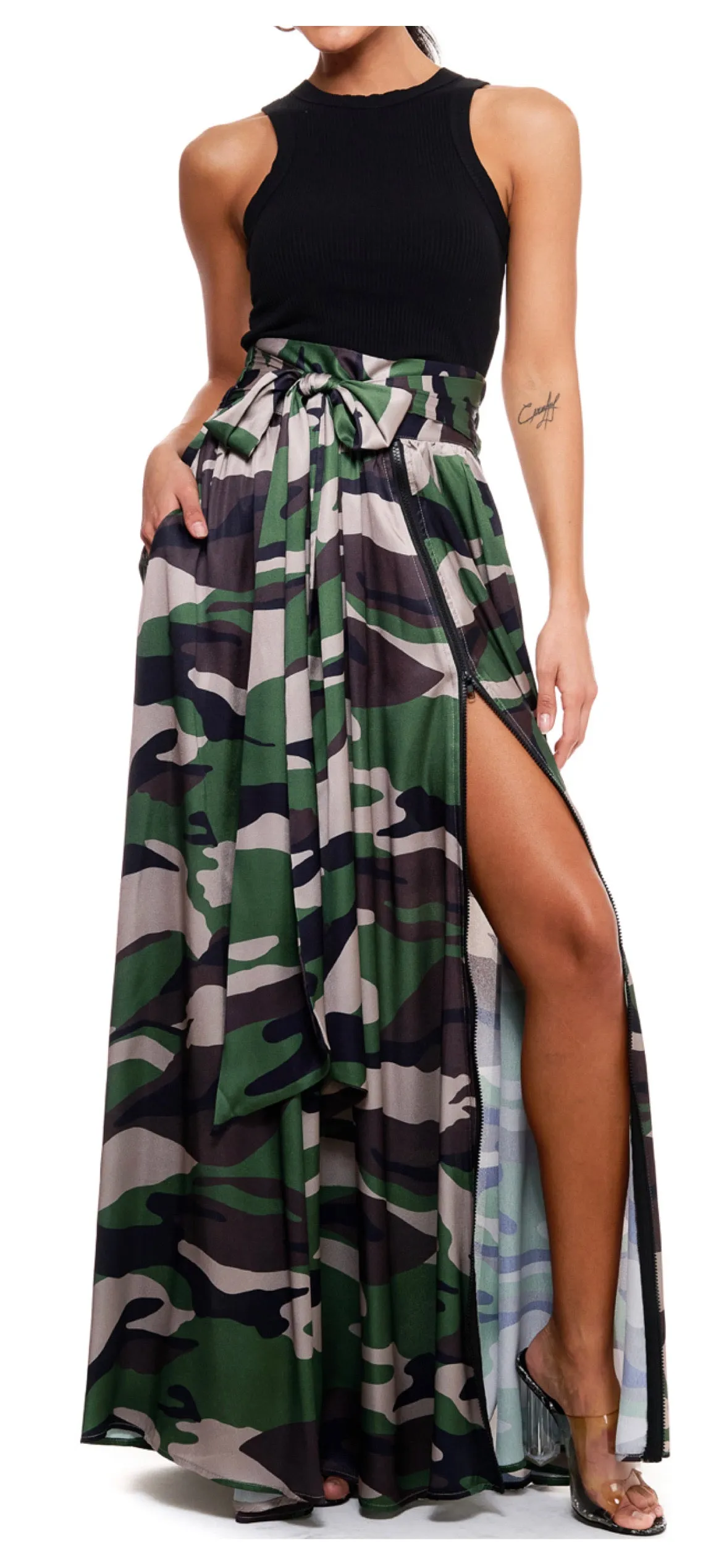 Zip it UP Camo Style Skirt Blue Camo Medium